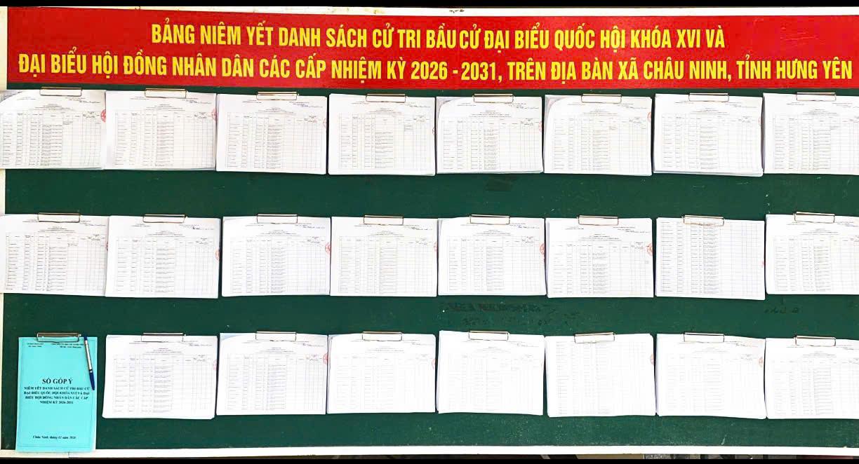 Xã Châu Ninh tổ chức niêm yết danh sách cử tri tại các thôn trên địa bàn